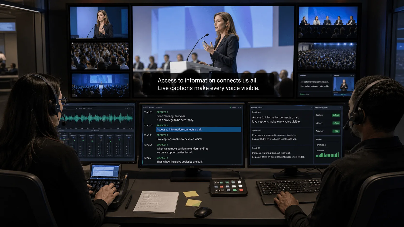 Live streaming, live captioning and recording